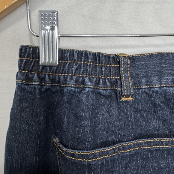 Ruby Rd. Side Elastic Straight Leg Women's size 12 Dark Wash Blue Denim Jeans - Picture 5 of 10